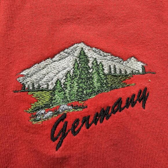 VINTAGE Germany Embroidered Red T-Shirt Pluma Men's LG - Picture 3 of 6